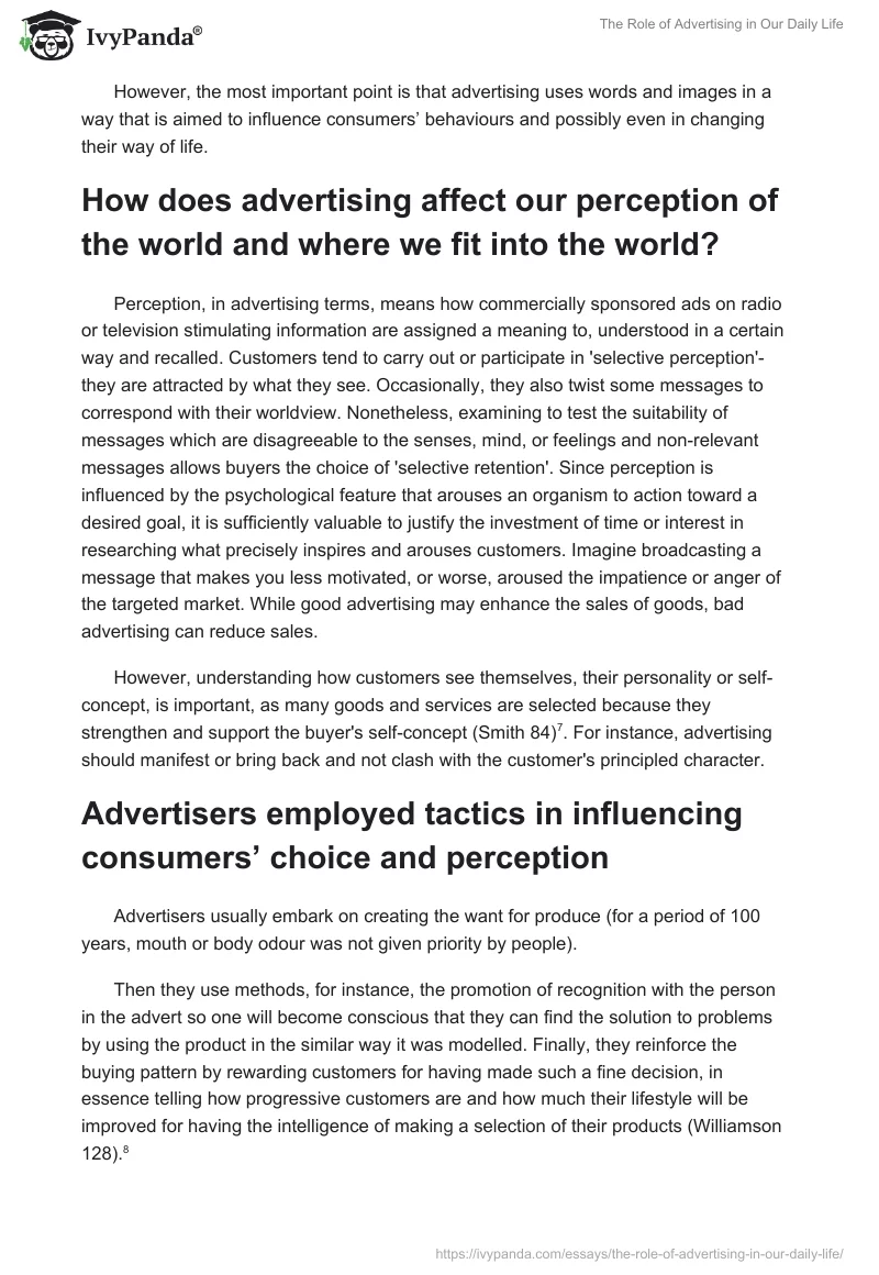 The Role of Advertising in Our Daily Life. Page 3