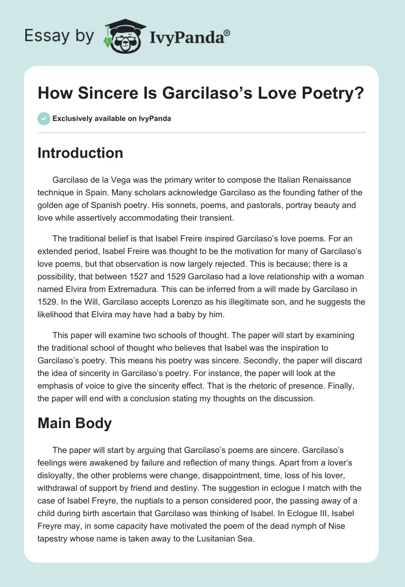 How Sincere Is Garcilaso’s Love Poetry?. Page 1