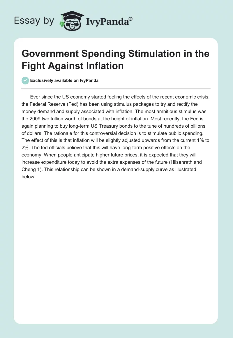 Government Spending Stimulation in the Fight Against Inflation. Page 1