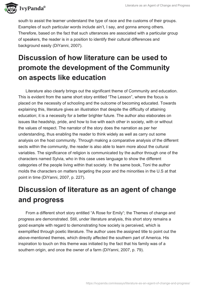 Literature as an Agent of Change and Progress. Page 2