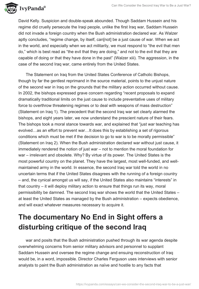 Can We Consider the Second Iraq War to Be a Just War?. Page 2