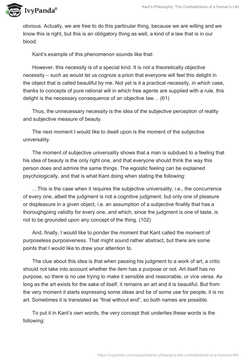 Kant’s Philosophy: The Contradictions of a Human’s Life. Page 2