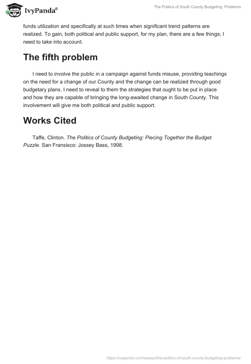 The Politics of South County Budgeting: Problems. Page 3