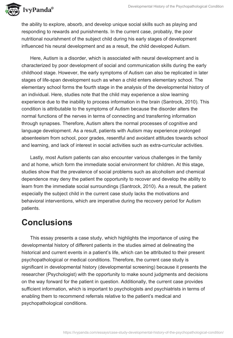 Developmental History of the Psychopathological Condition. Page 3