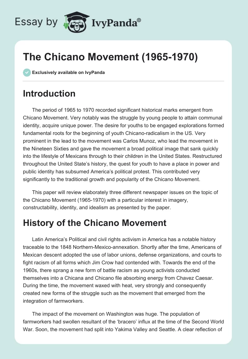 The Chicano Movement (1965-1970). Page 1