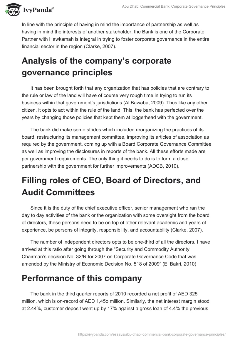 Abu Dhabi Commercial Bank: Corporate Governance Principles. Page 3