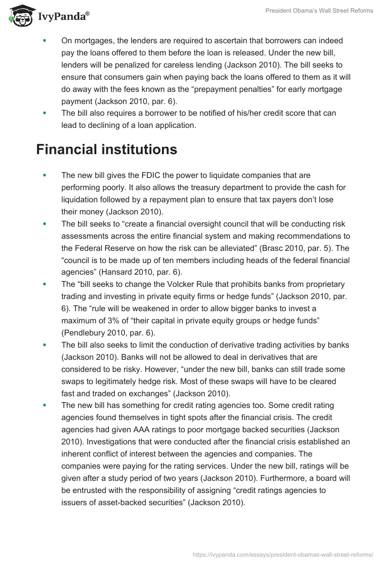 President Obama’s Wall Street Reforms. Page 2
