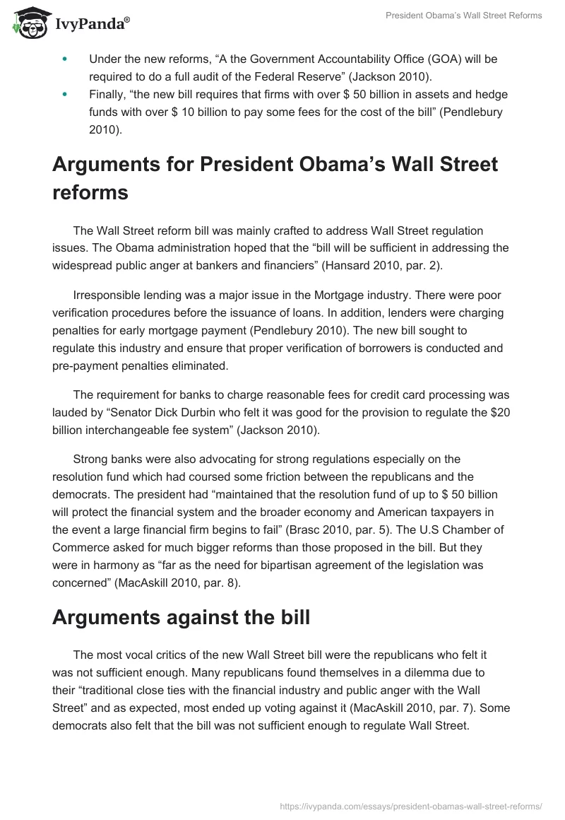 President Obama’s Wall Street Reforms. Page 3