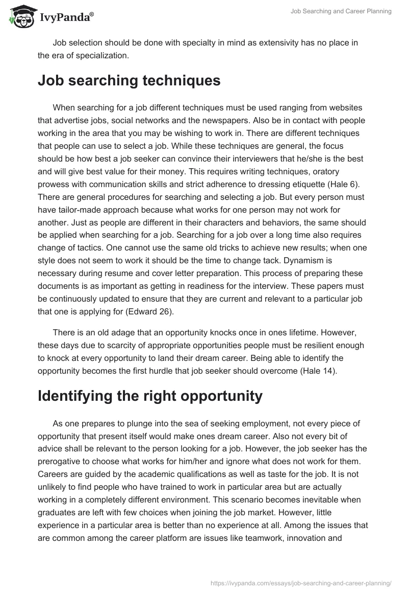 Job Searching and Career Planning. Page 2