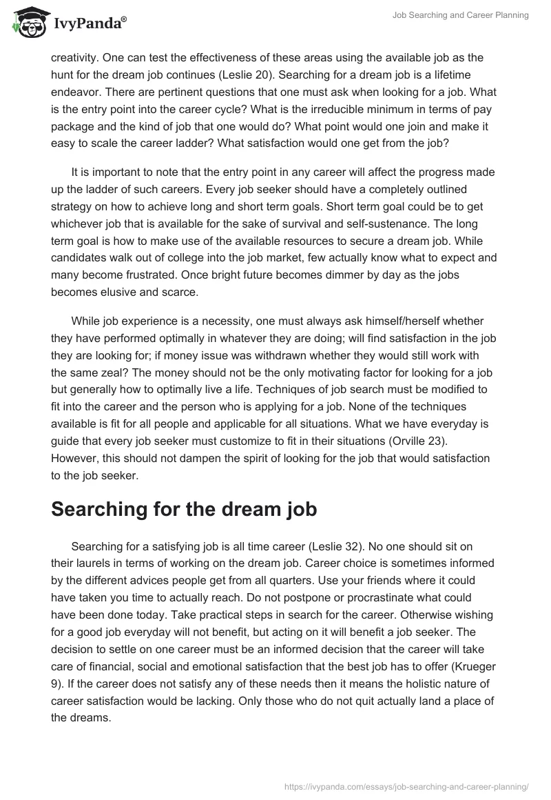 Job Searching and Career Planning. Page 3