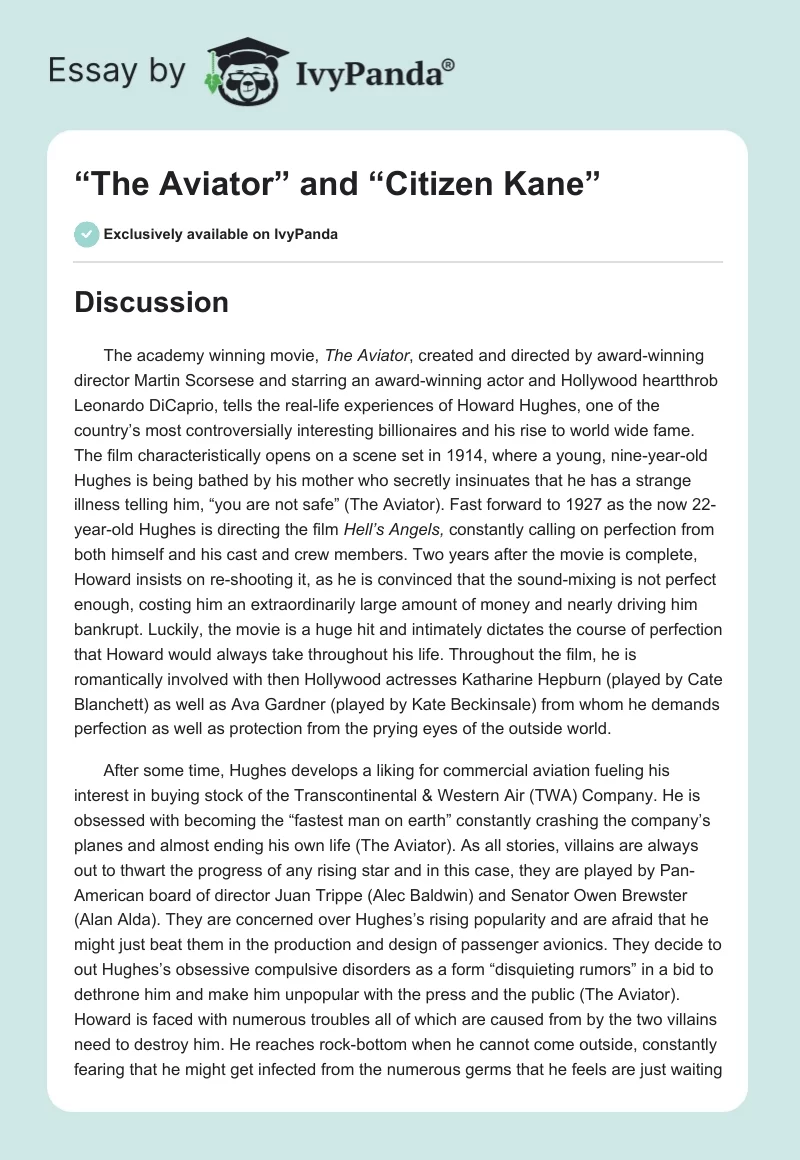 “The Aviator” and “Citizen Kane”. Page 1