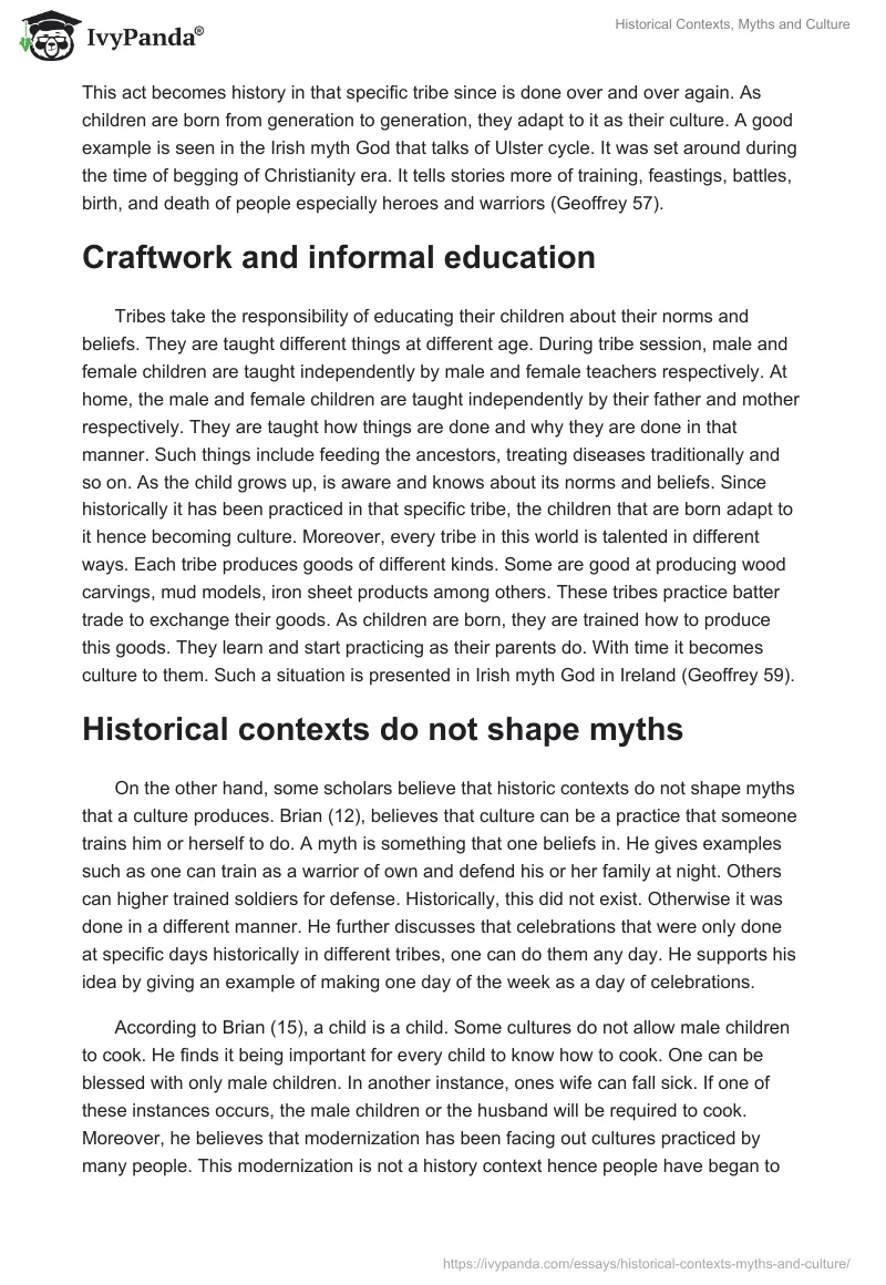 Historical Contexts, Myths and Culture. Page 3