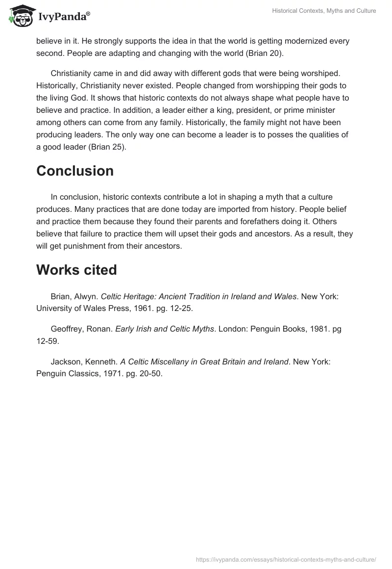 Historical Contexts, Myths and Culture. Page 4