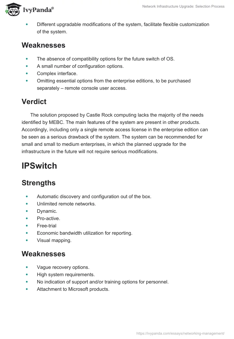 Network Infrastructure Upgrade: Selection Process. Page 5