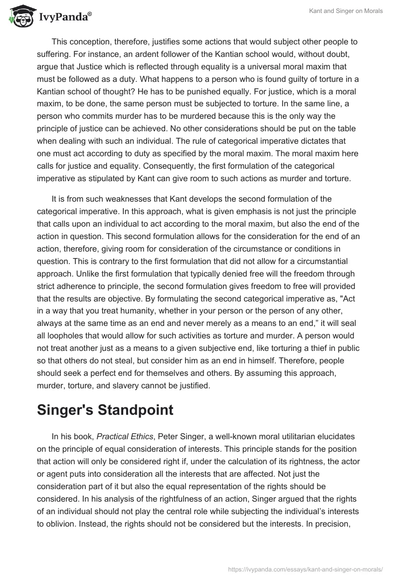 Kant and Singer on Morals. Page 2