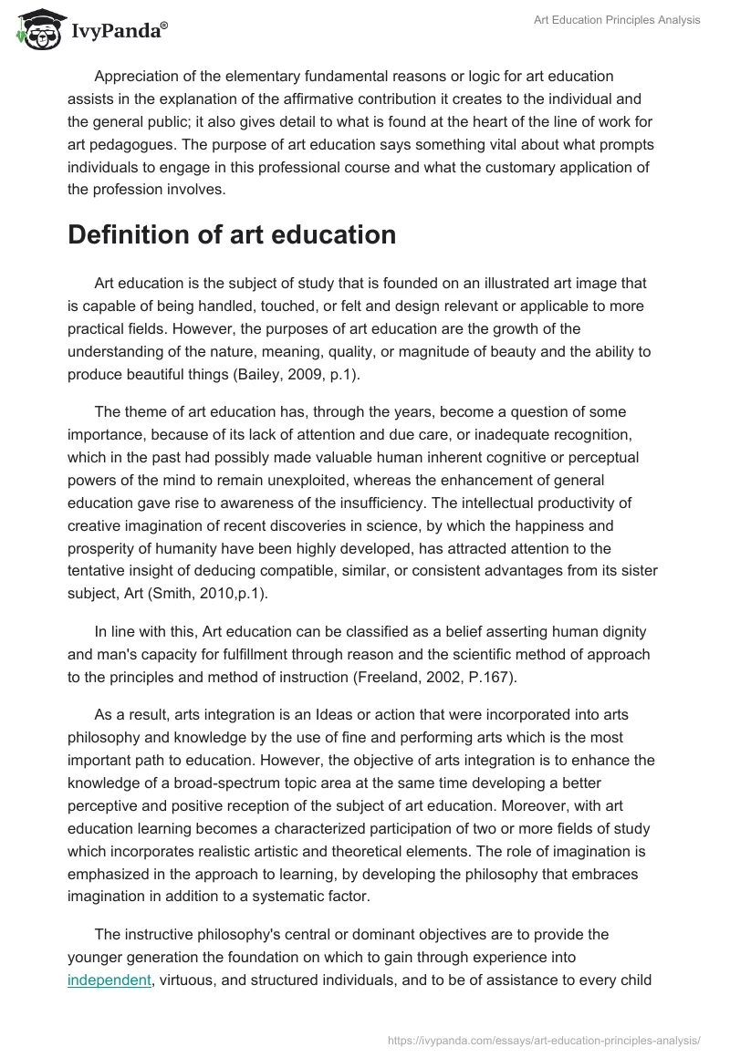 Art Education Principles Analysis. Page 2