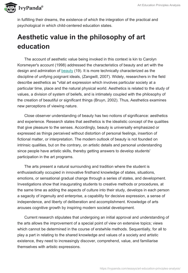 Art Education Principles Analysis. Page 3