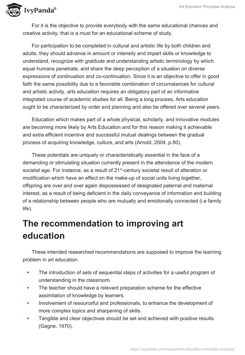 Art Education Principles Analysis. Page 4