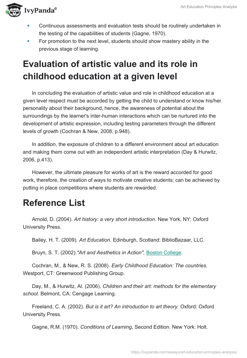Art Education Principles Analysis. Page 5