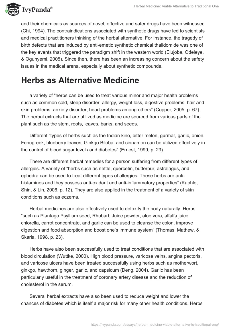 Herbal Medicine: Viable Alternative to Traditional One. Page 2