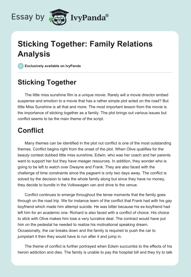 Sticking Together: Family Relations Analysis. Page 1