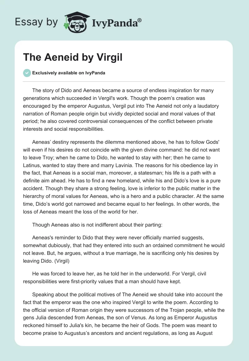 The Aeneid by Virgil. Page 1
