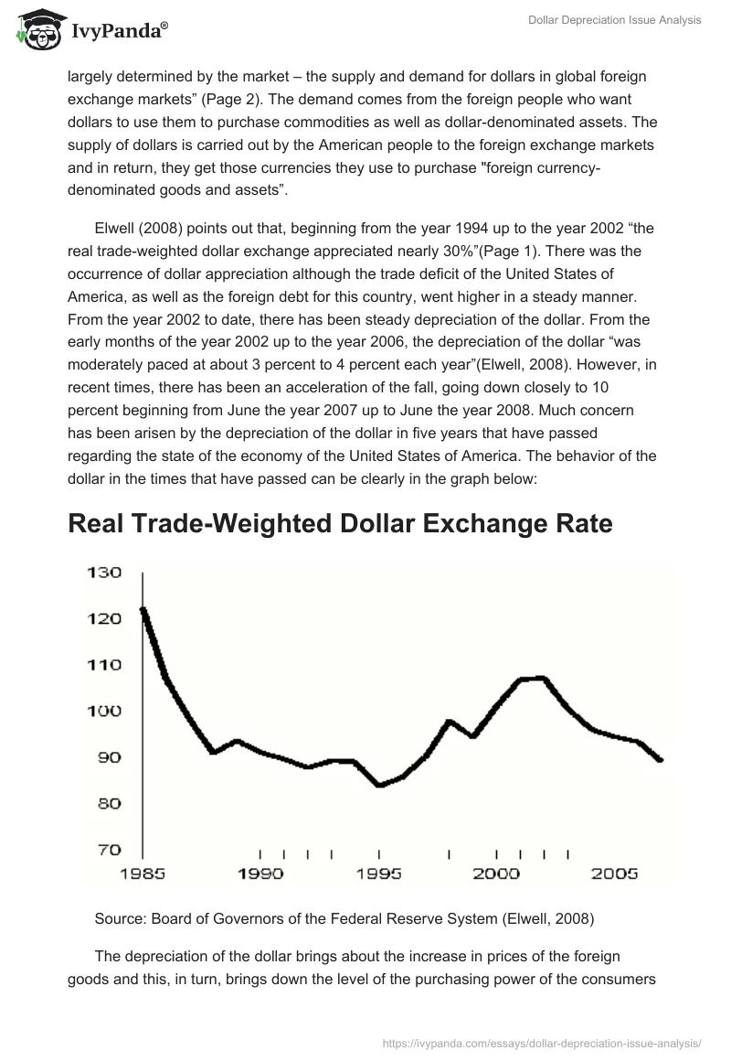 Dollar Depreciation Issue Analysis. Page 2