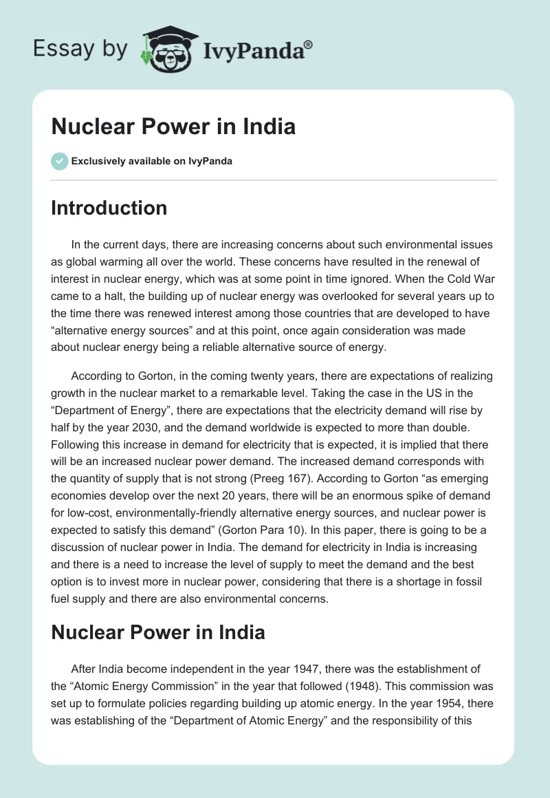 Nuclear Power in India. Page 1