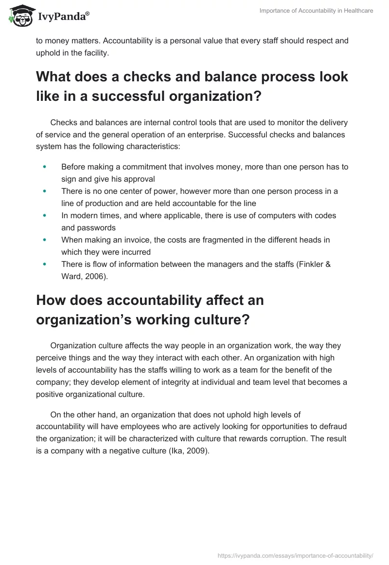 Importance of Accountability in Healthcare. Page 2