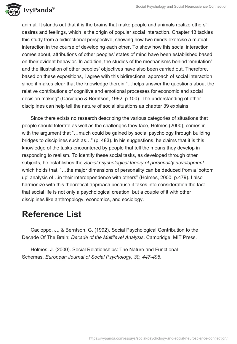 Social Psychology and Social Neuroscience Connection. Page 2