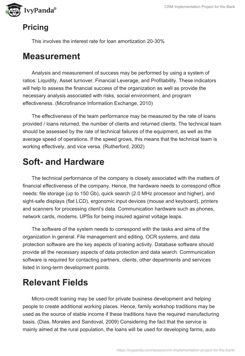 CRM Implementation Project for the Bank. Page 3