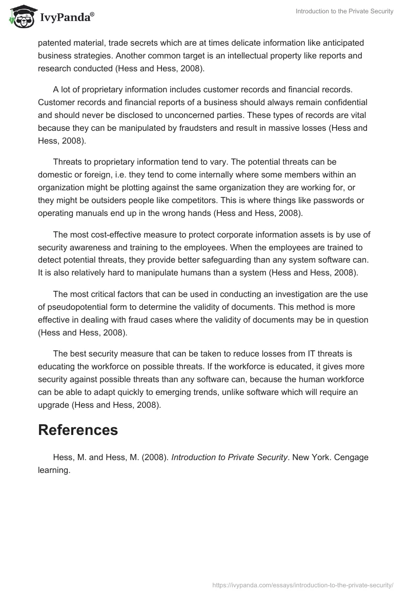 Introduction to the Private Security. Page 2