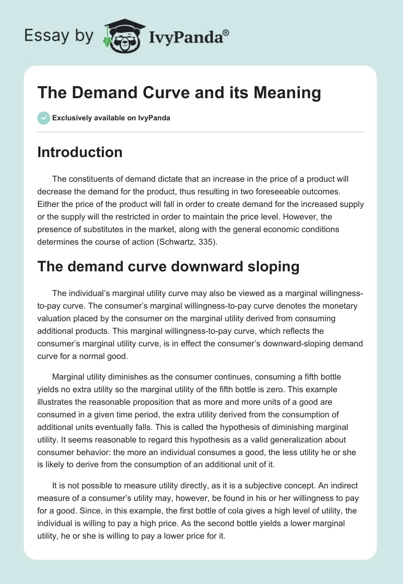 The Demand Curve and its Meaning. Page 1