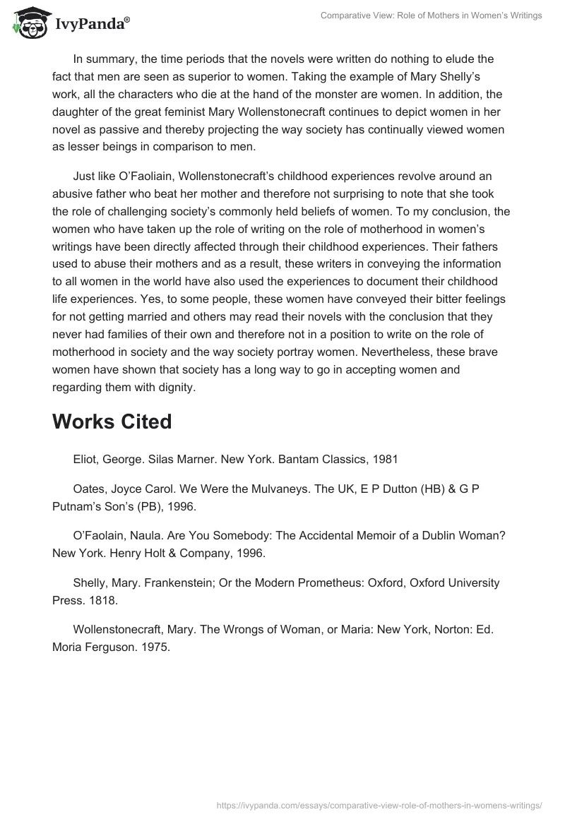 Comparative View: Role of Mothers in Women’s Writings. Page 5