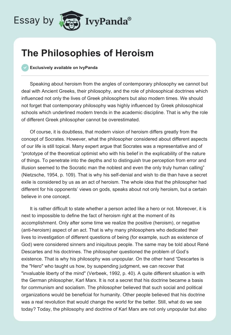 The Philosophies of Heroism. Page 1