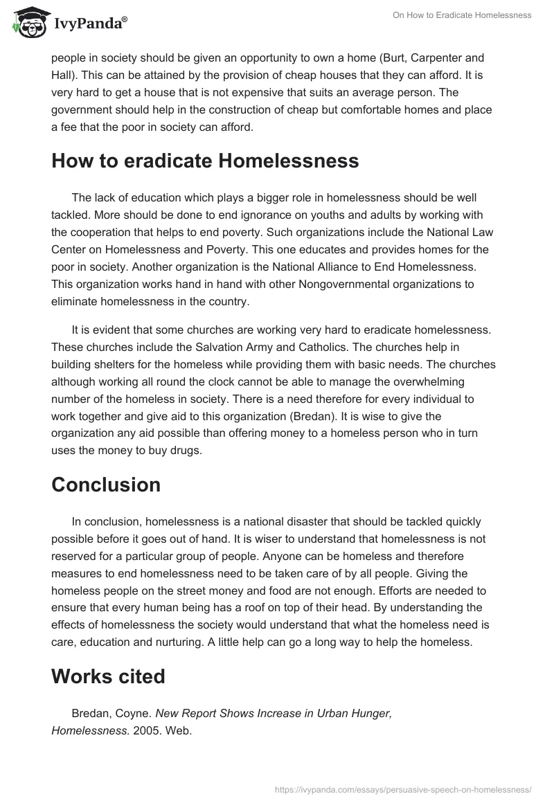 On How to Eradicate Homelessness. Page 3