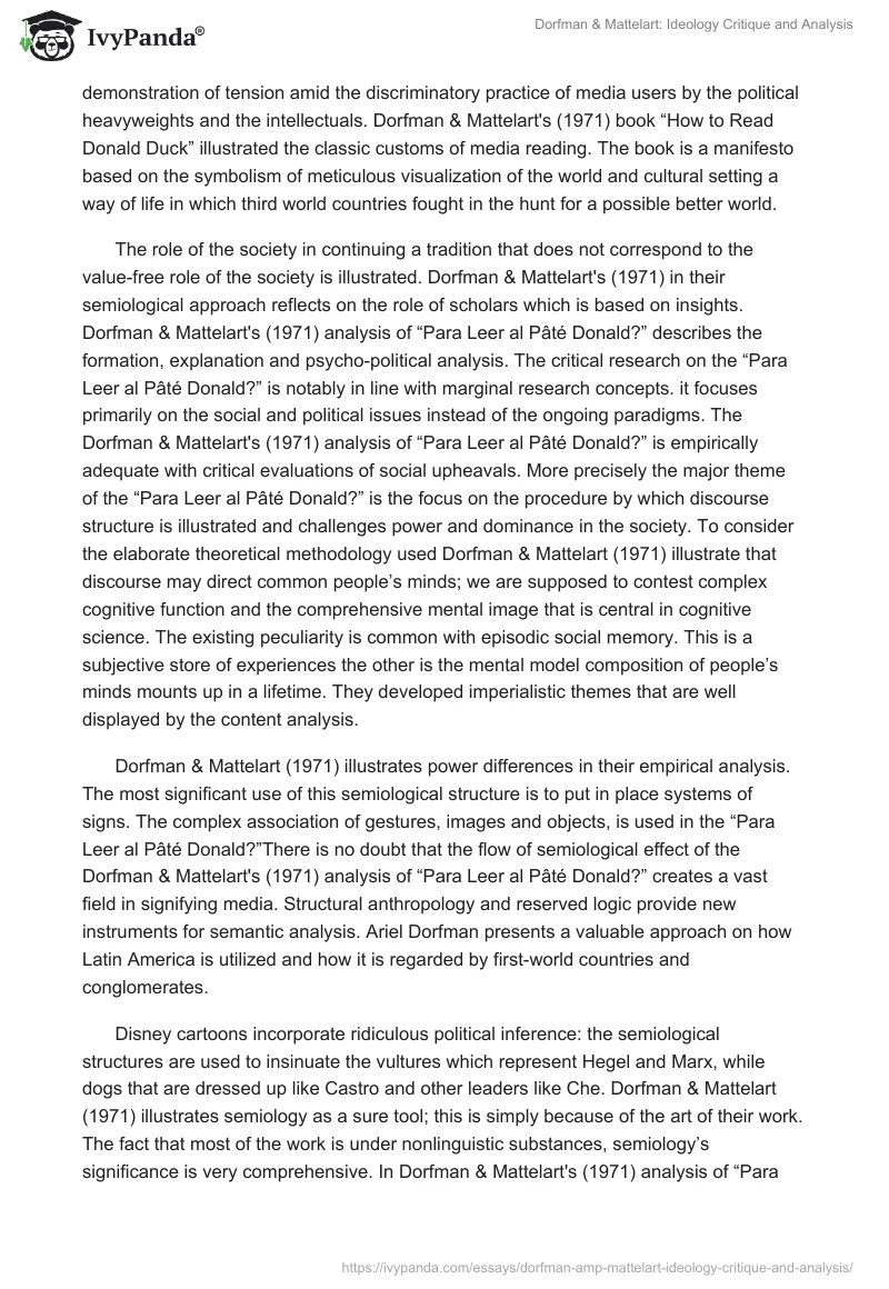 Dorfman & Mattelart: Ideology Critique and Analysis. Page 4