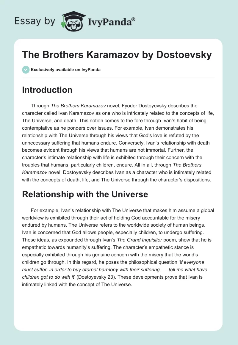 The Brothers Karamazov by Dostoevsky. Page 1