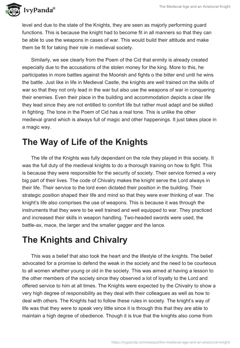 The Medieval Age and an Aristocrat Knight. Page 3