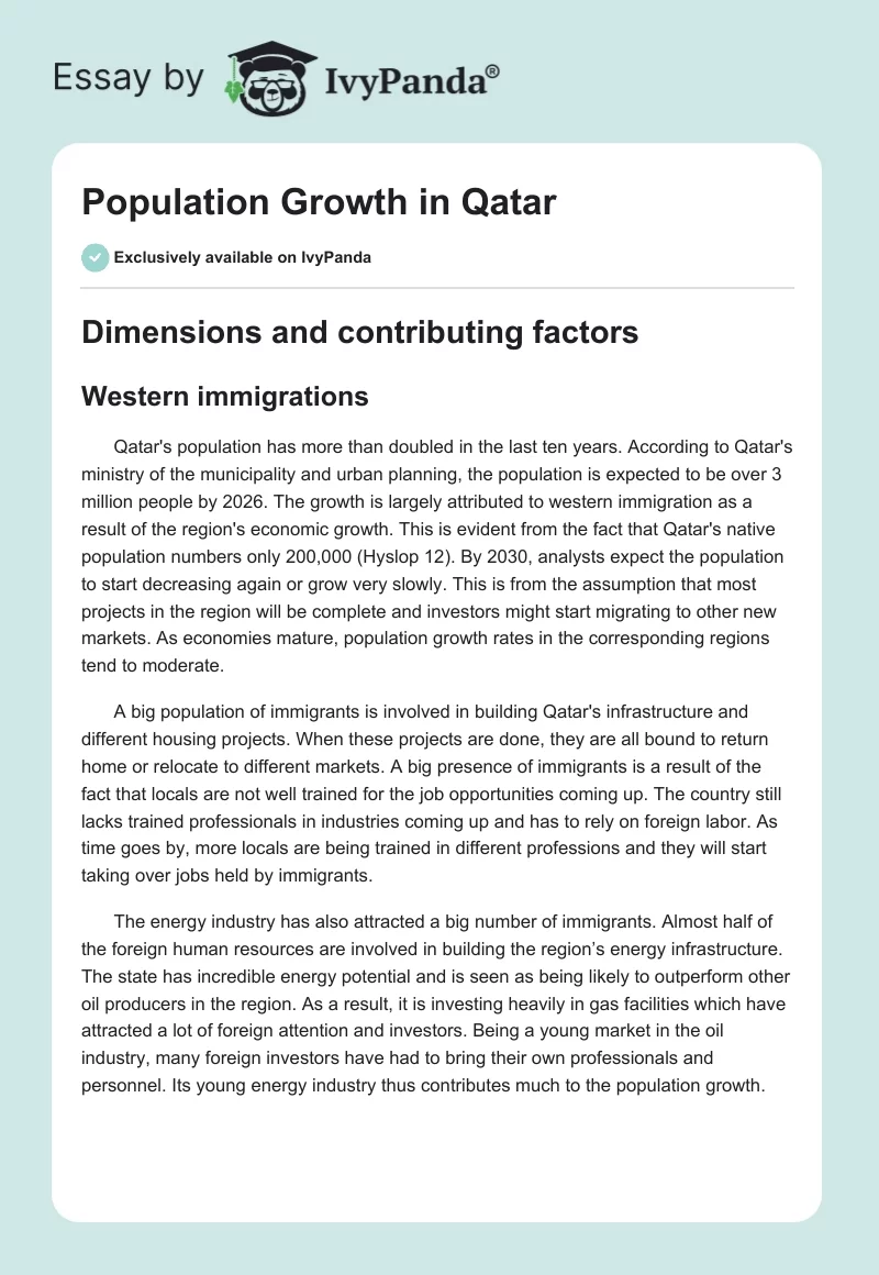 Population Growth in Qatar. Page 1