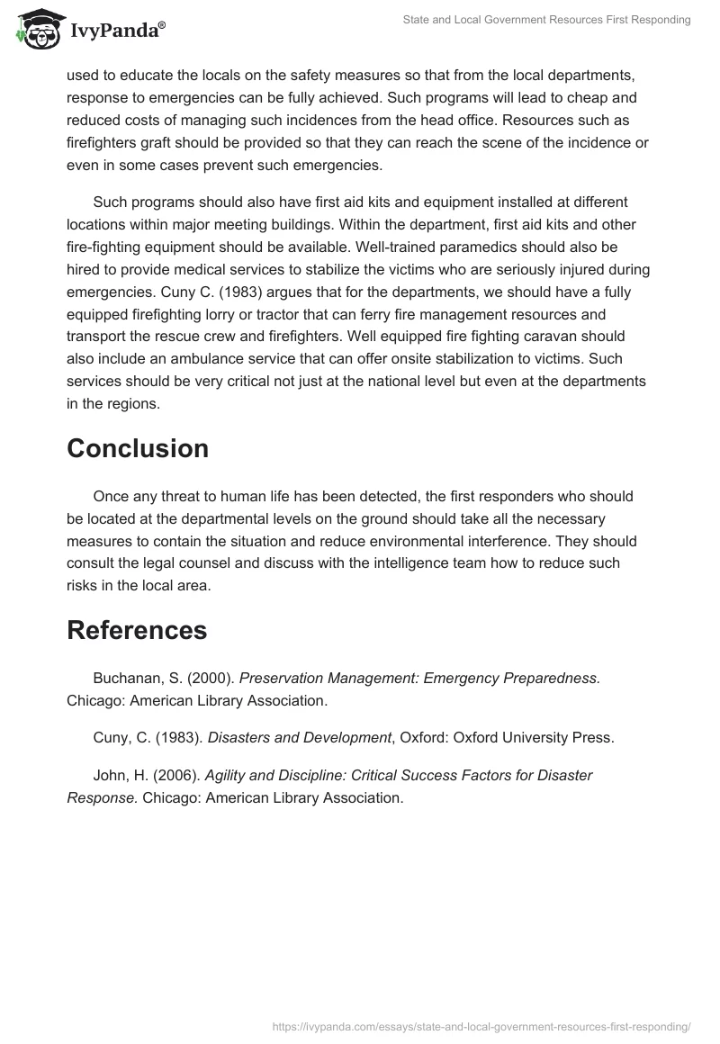 State and Local Government Resources First Responding. Page 2