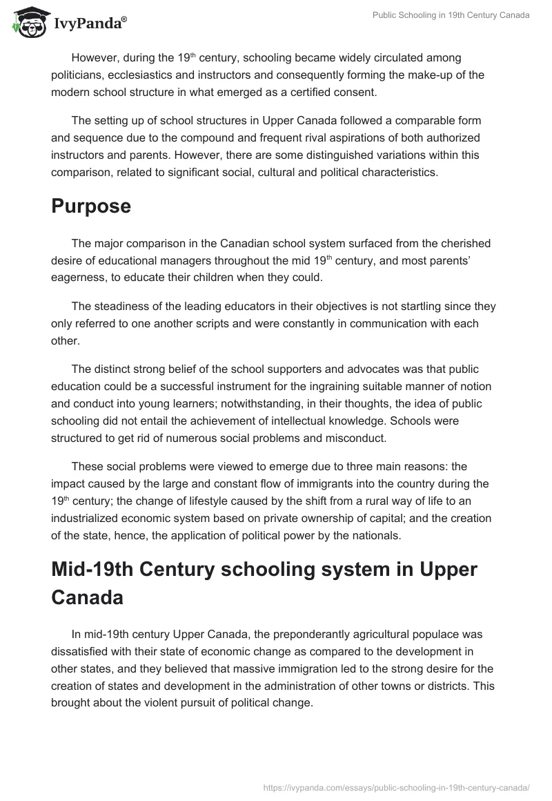 Public Schooling in 19th Century Canada. Page 2
