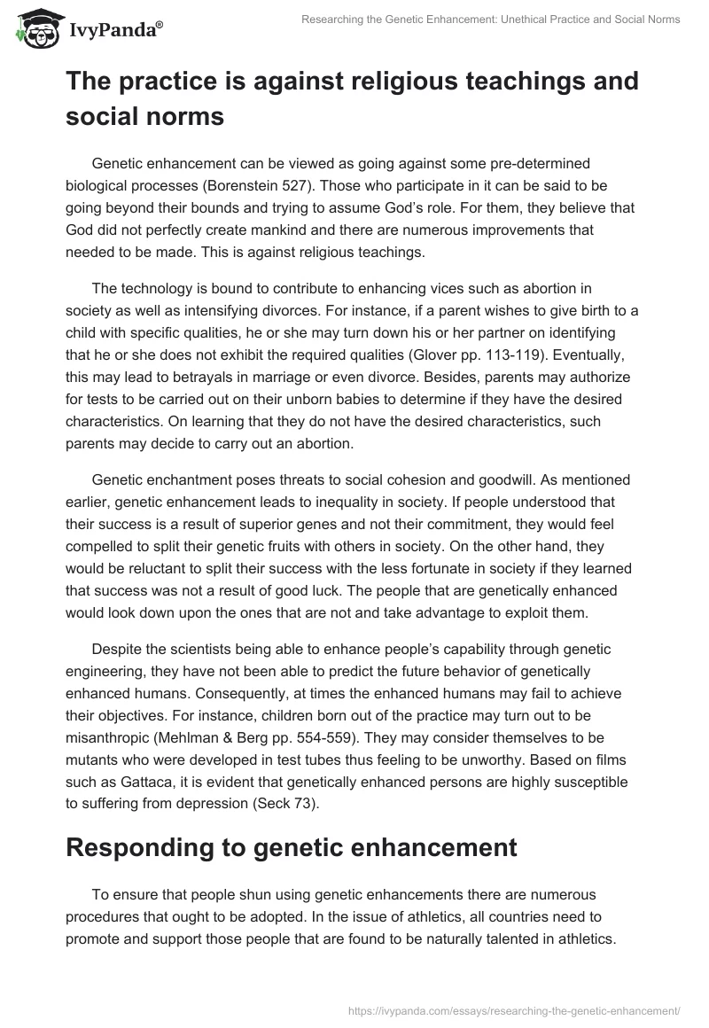 Researching the Genetic Enhancement: Unethical Practice and Social Norms. Page 3