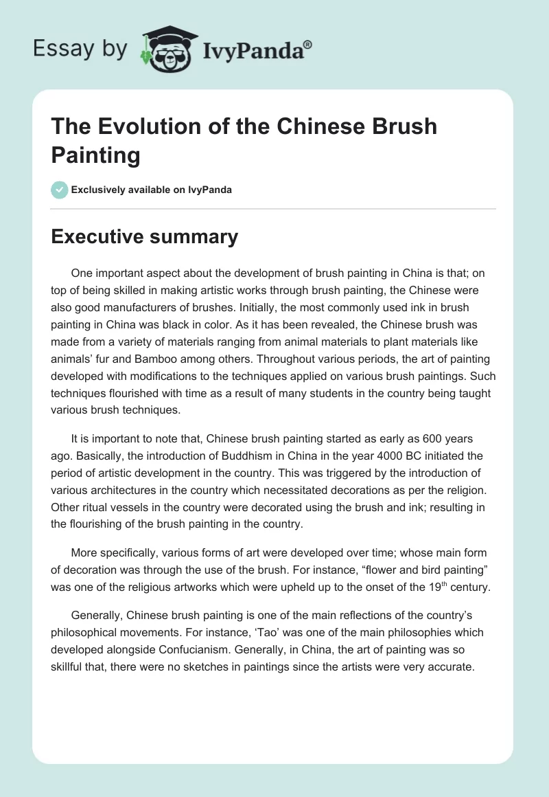 The Evolution of the Chinese Brush Painting. Page 1
