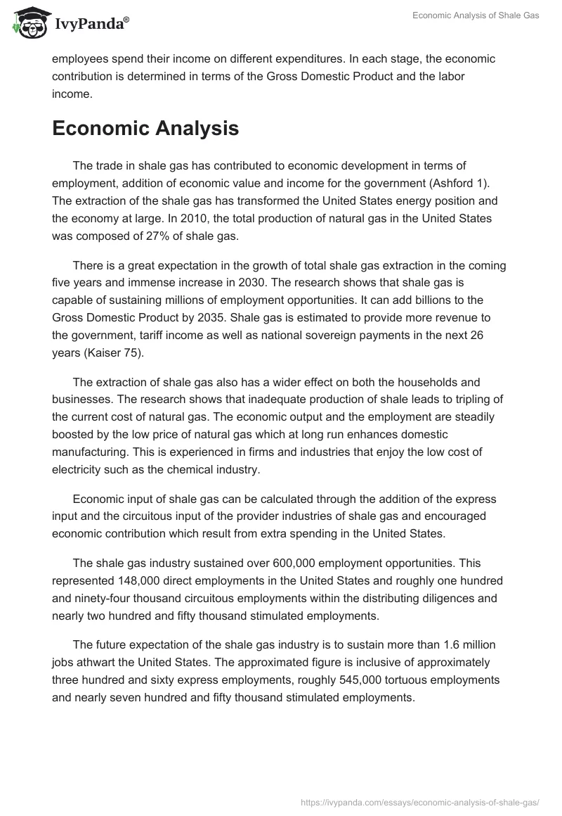 Economic Analysis of Shale Gas. Page 2