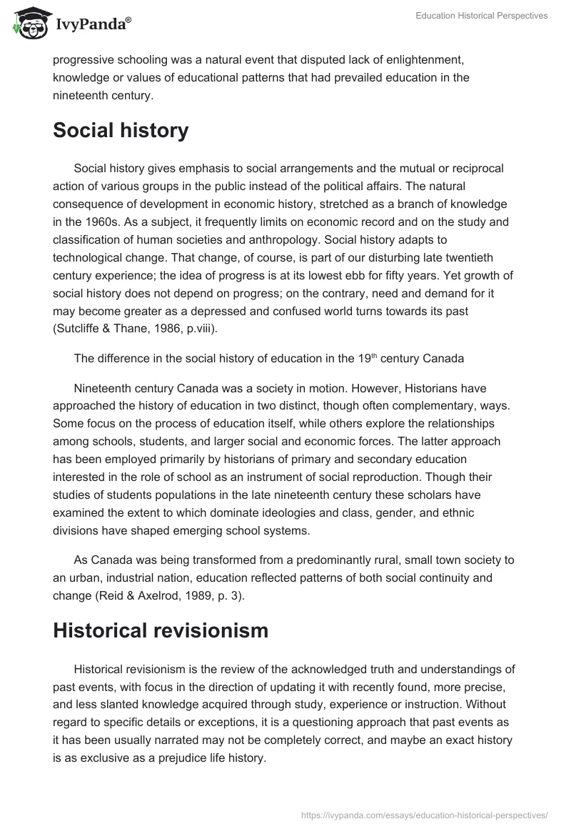 Education Historical Perspectives. Page 2