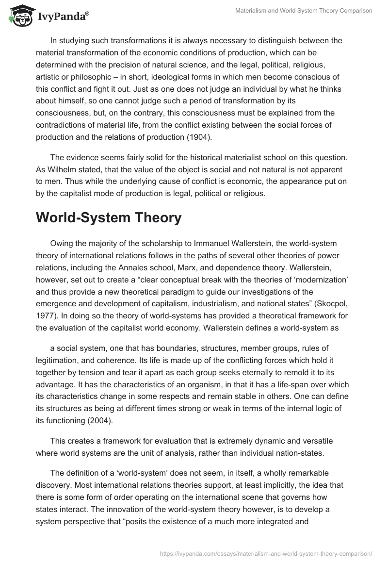 Materialism and World System Theory Comparison. Page 5