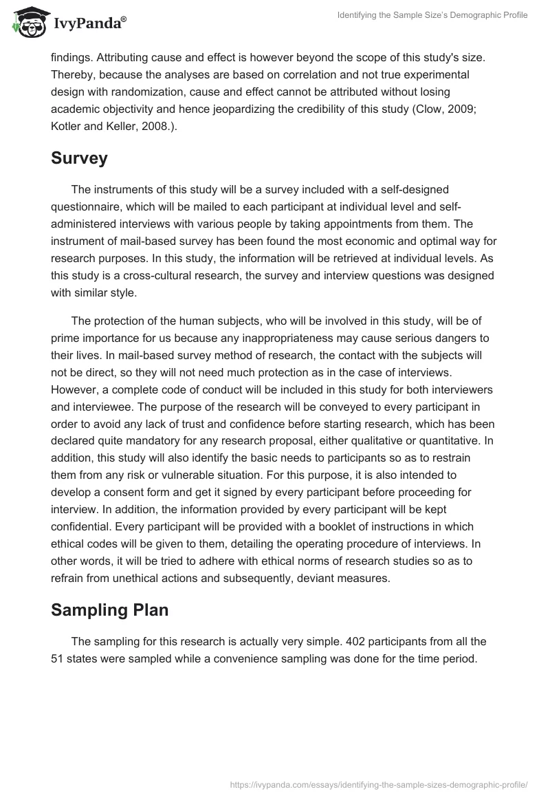 Identifying the Sample Size’s Demographic Profile. Page 4