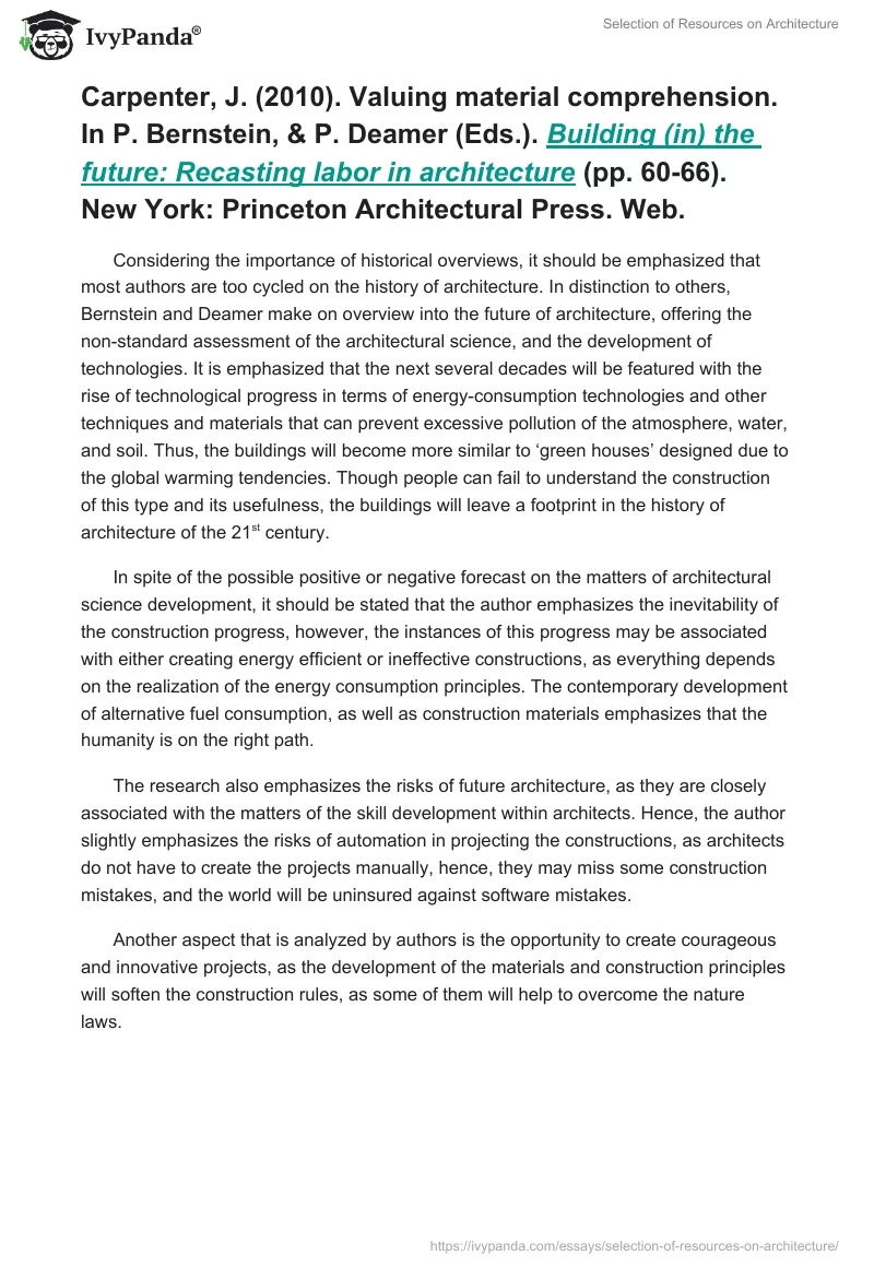Selection of Resources on Architecture. Page 4
