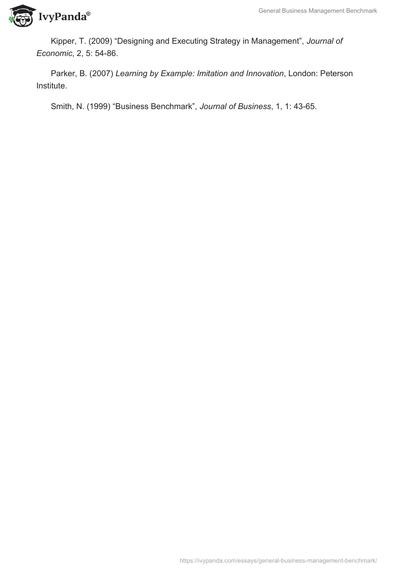 General Business Management Benchmark. Page 3